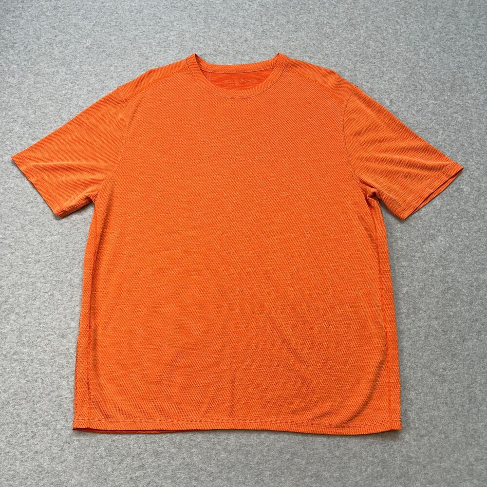 Tommy Bahama T-Shirt Mens L Orange Breezway Short Sleeve Crew Neck Textured Knit